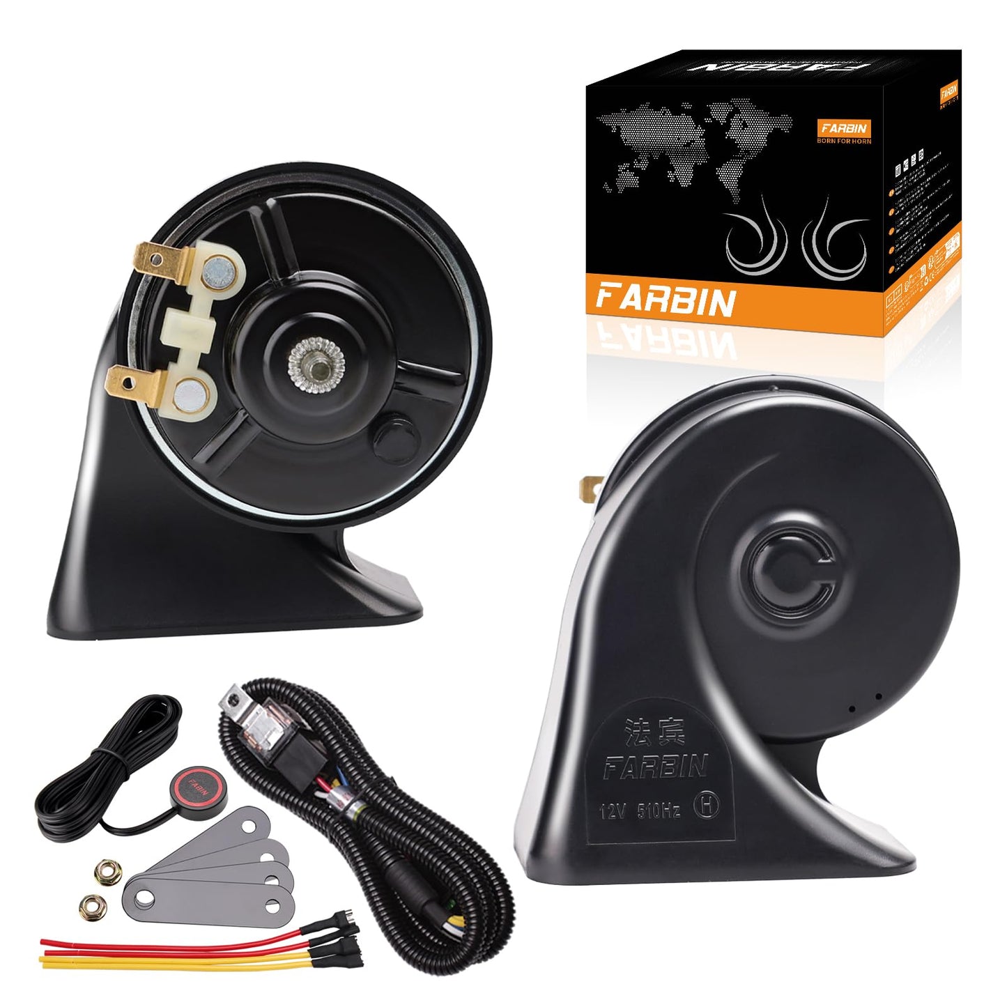 FARBIN Car Horn 12V Super Loud Train Horn Replacement Kit Waterproof Universal for Car Motorcycle Truck Boat