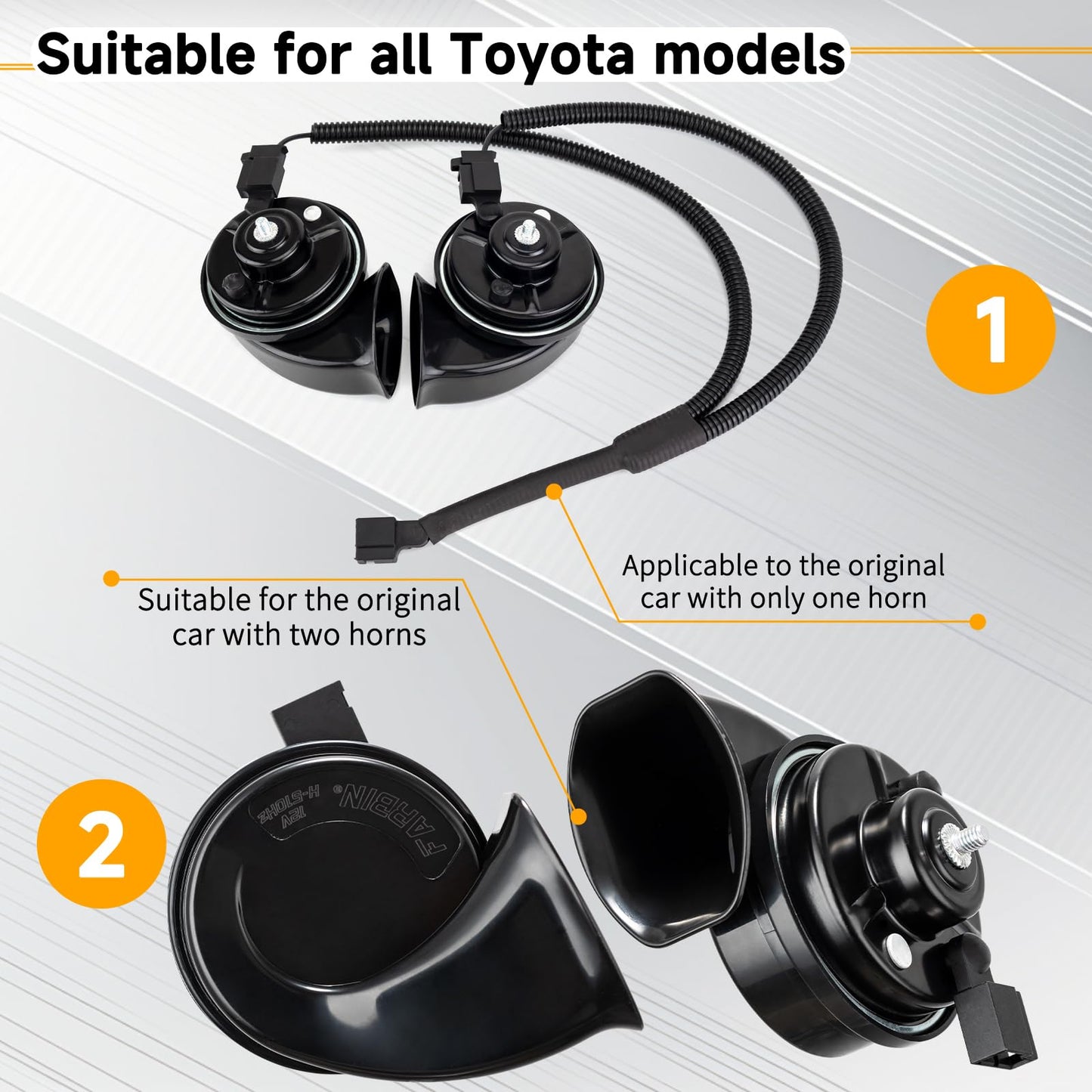 FARBIN Car Horn for Toyota Lexus, 12V Waterproof Auto Horns with 1 to 2 Horn Plug for Toyota (Fit for Toyota with 1 to 2 Converter Wiring)