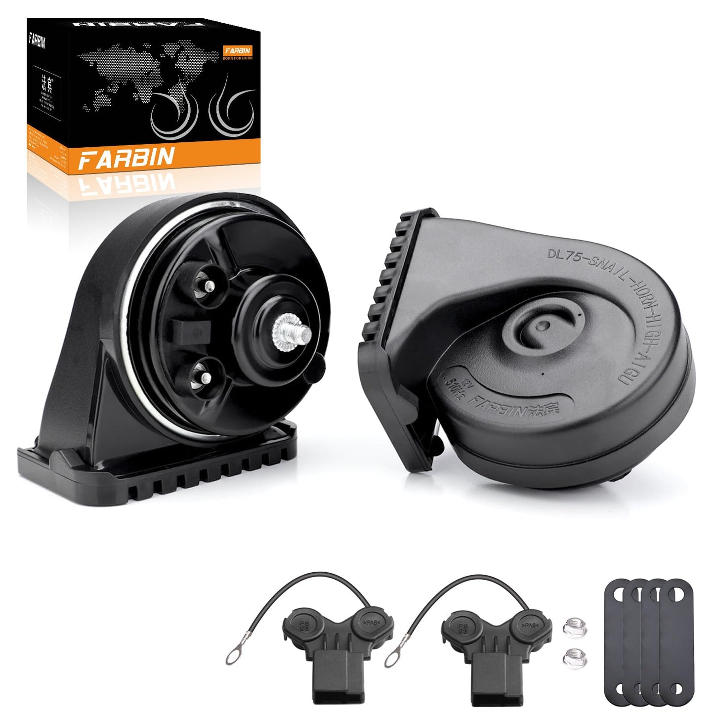 FARBIN Special conversion plug 12V Waterproof Auto Horn Loud High Low Tone Electric Snail Horns For Benz/Ford/BWM/Audi/Toyota/Hyundai/Honda/Chevrolet