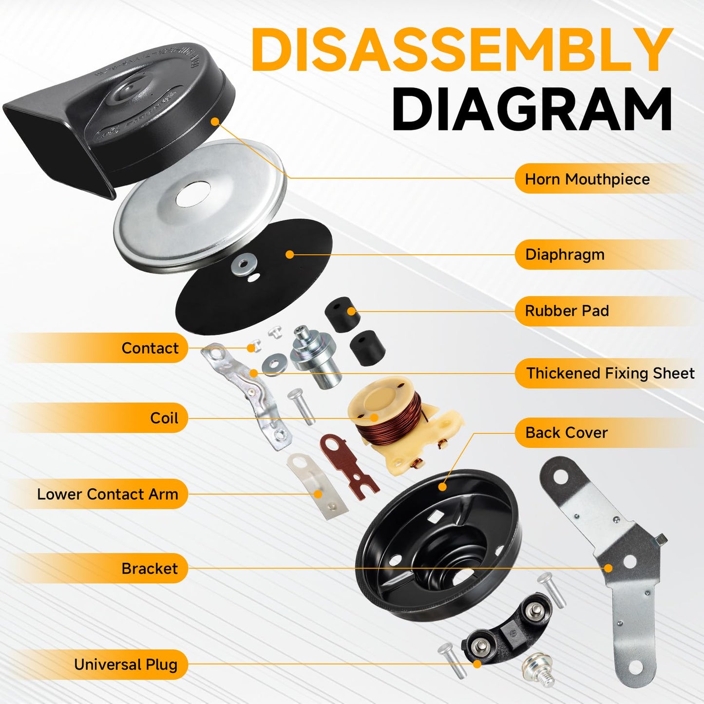 FARBIN Car Horn Fit for 2015-2023 Ford Mustang, Ford Focus Electric Horn Assembly FR3Z-13832-G (for Ford Mustang 2015-2023)