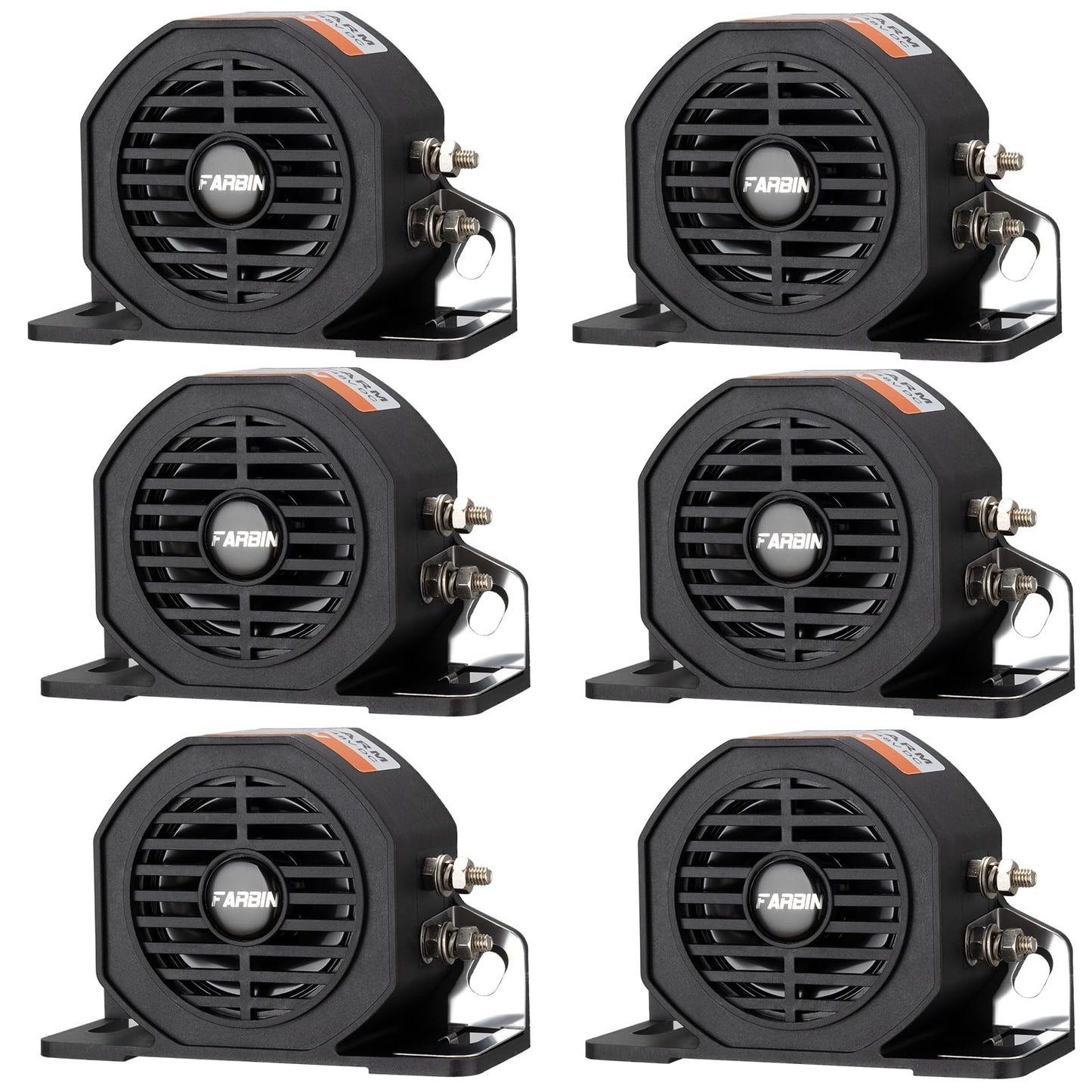 FARBIN Truck Back up Alarm 6Pcs 110dB 12V-48V DC Car Reverse Alarm Horn Heavy-Duty Backup Warning Reversing Warning Alarms Waterproof Back Up Beeper (HT)