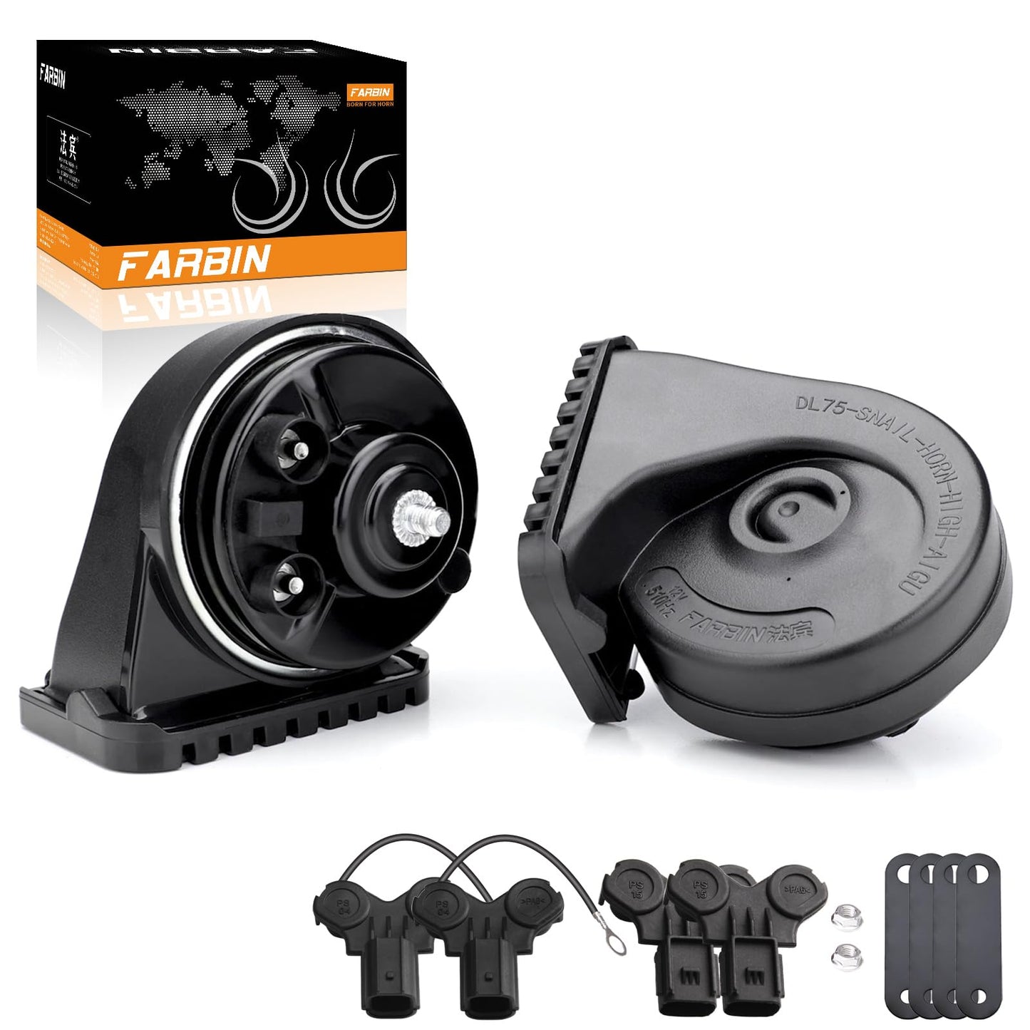 FARBIN Special conversion plug 12V Waterproof Auto Horn Loud High Low Tone Electric Snail Horns For Benz/Ford/BWM/Audi/Toyota/Hyundai/Honda/Chevrolet