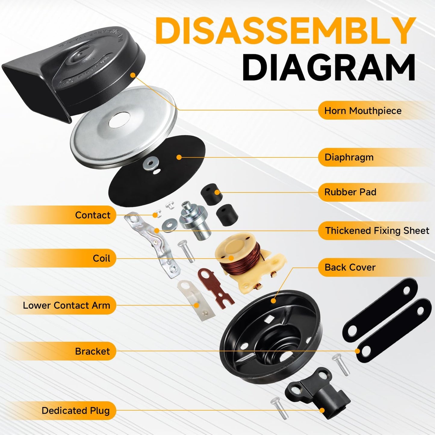 FARBIN Horn Replacement for Ford Car Horn Compatible with Ford f150 f250 focus with 1 to 2 Converter Plug