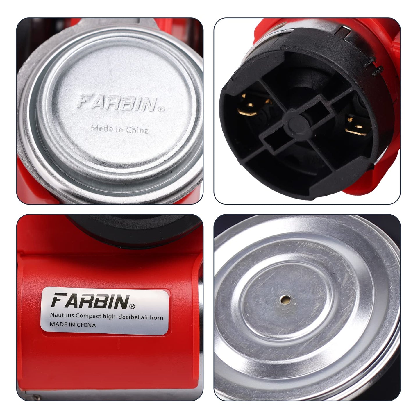FARBIN Train Horn for Truck 12v 150db Loud Car Horn Snail Air Horn with Air Pump for truck car boat van lorry SUV RV motorcycle off road
