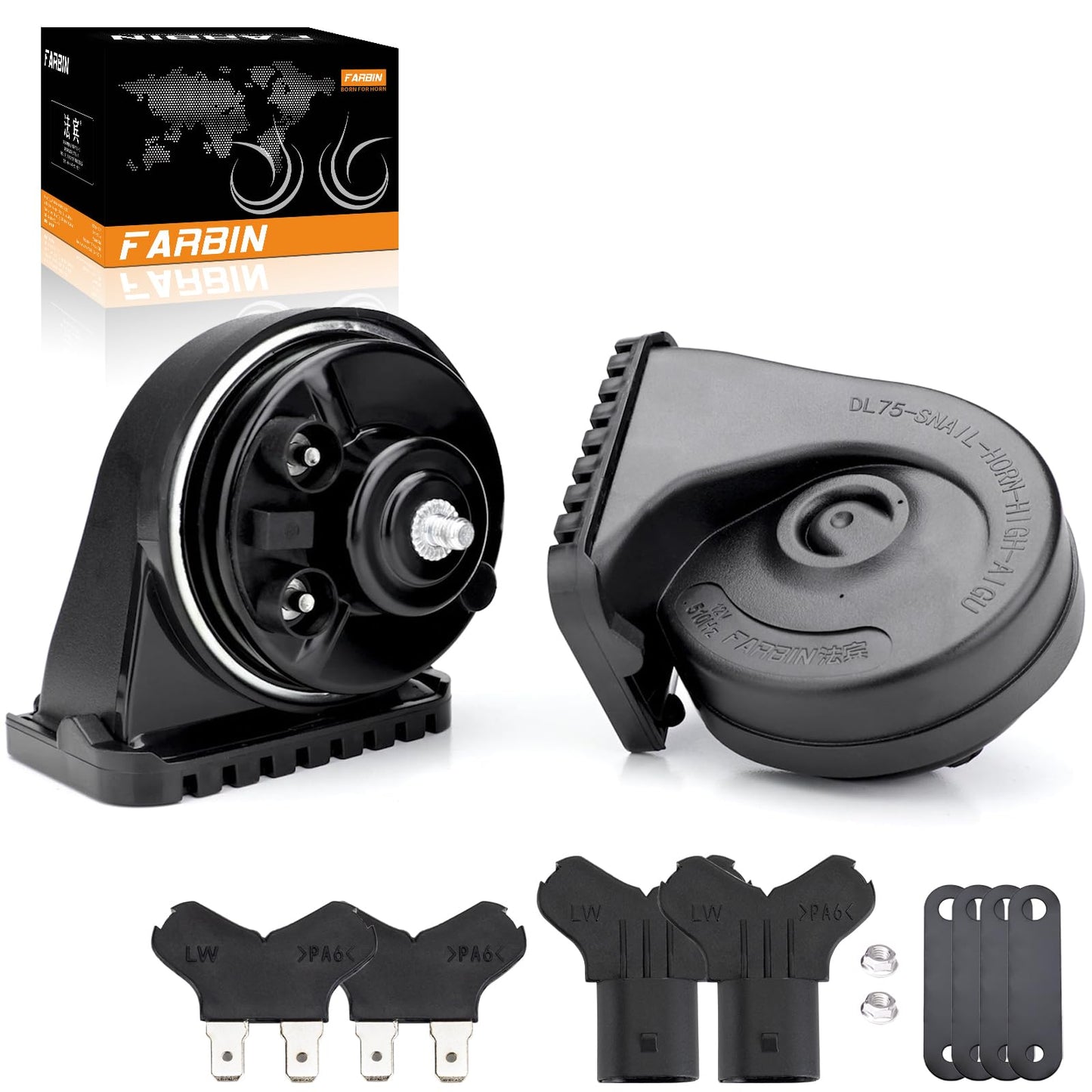FARBIN Special conversion plug 12V Waterproof Auto Horn Loud High Low Tone Electric Snail Horns For Benz/Ford/BWM/Audi/Toyota/Hyundai/Honda/Chevrolet