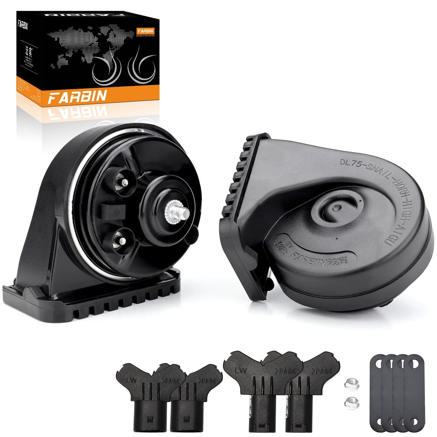 FARBIN Special conversion plug 12V Waterproof Auto Horn Loud High Low Tone Electric Snail Horns For Benz/Ford/BWM/Audi/Toyota/Hyundai/Honda/Chevrolet