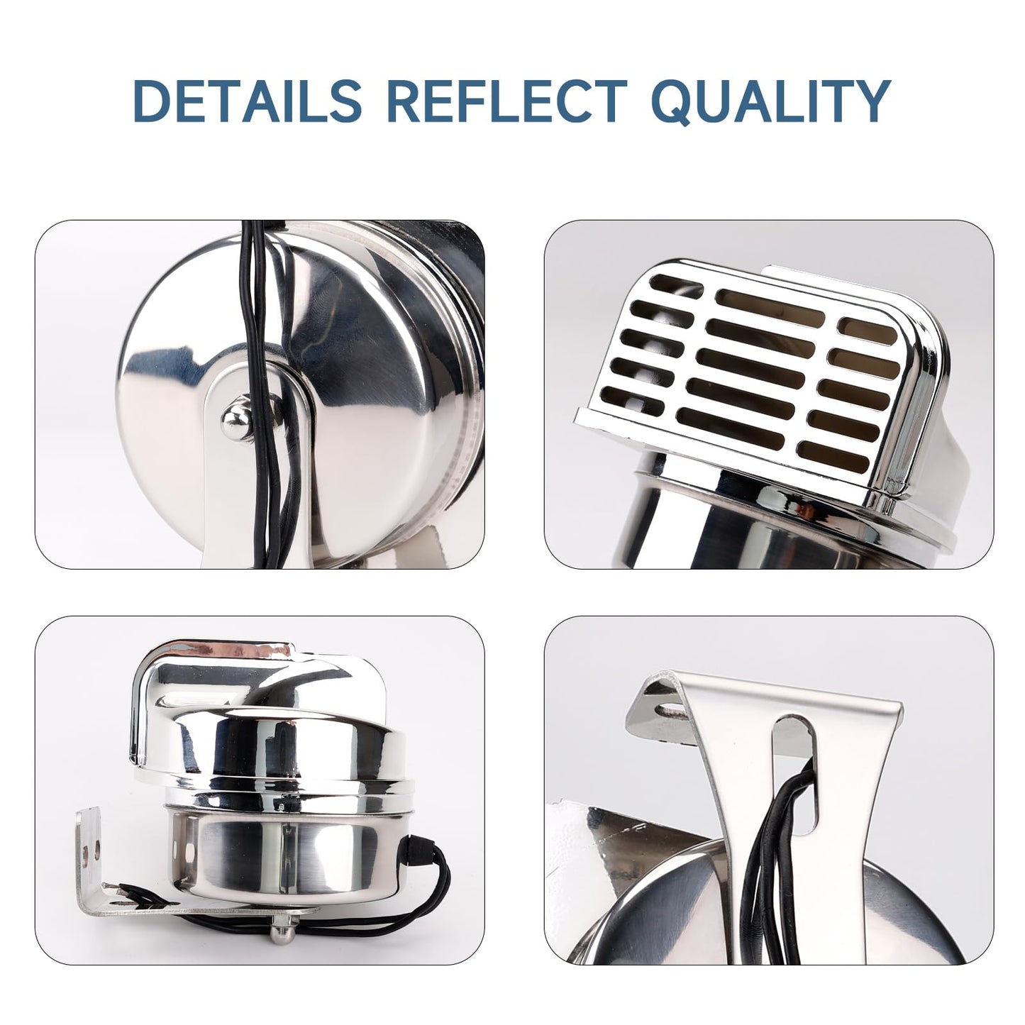 FARBIN Horn for Boats Stainless Steel Waterproof Horn for Ships 12V Super Loud Car Horn with Base Bracket for Sailboats Yachts Car Motorcycle Trucks etc. (Double stainless steel horn)