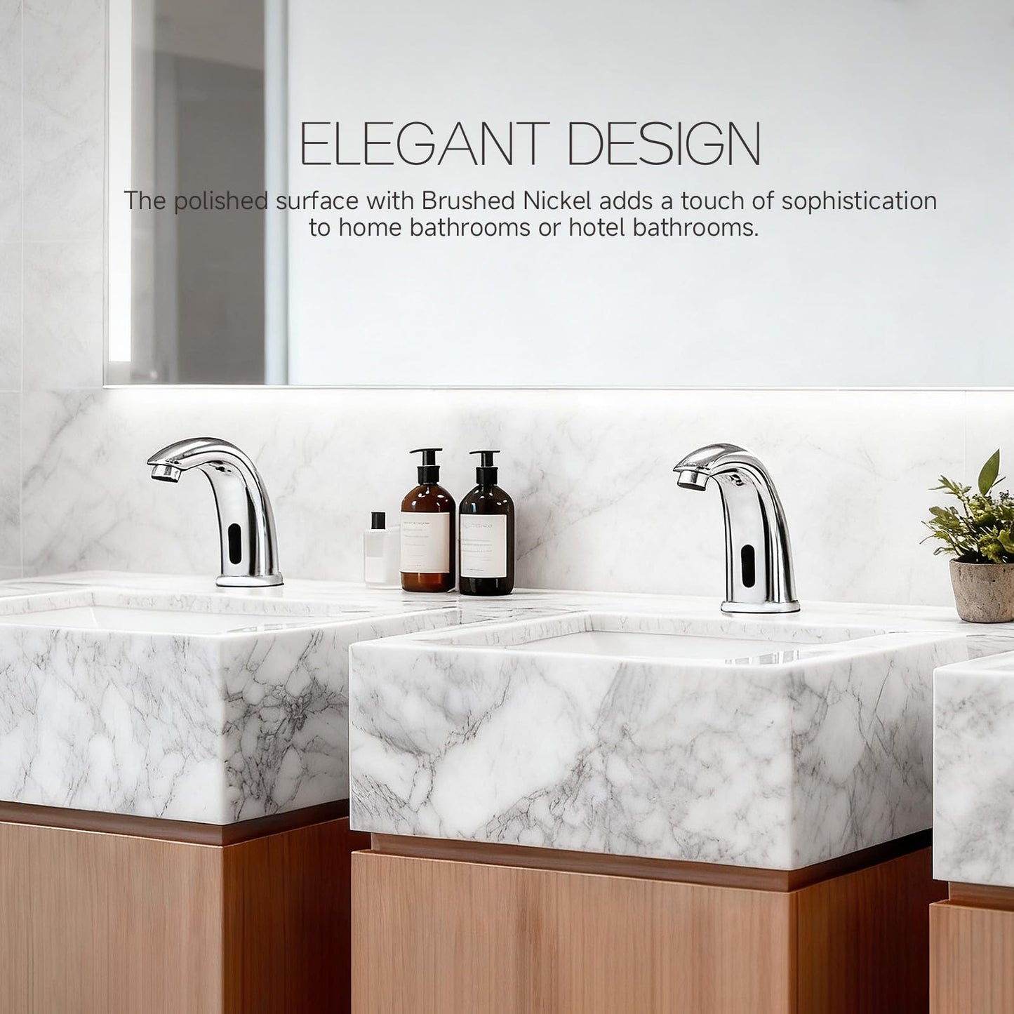 Touchless Bathroom Sink Faucet Automatic Motion Sensor Hands Free Faucet with Hole Cover Plate and Temperature Mixer,Commercial Solid Brass Faucet,AC/DC Powered,1 Hole or 3 Hole (Chrome)