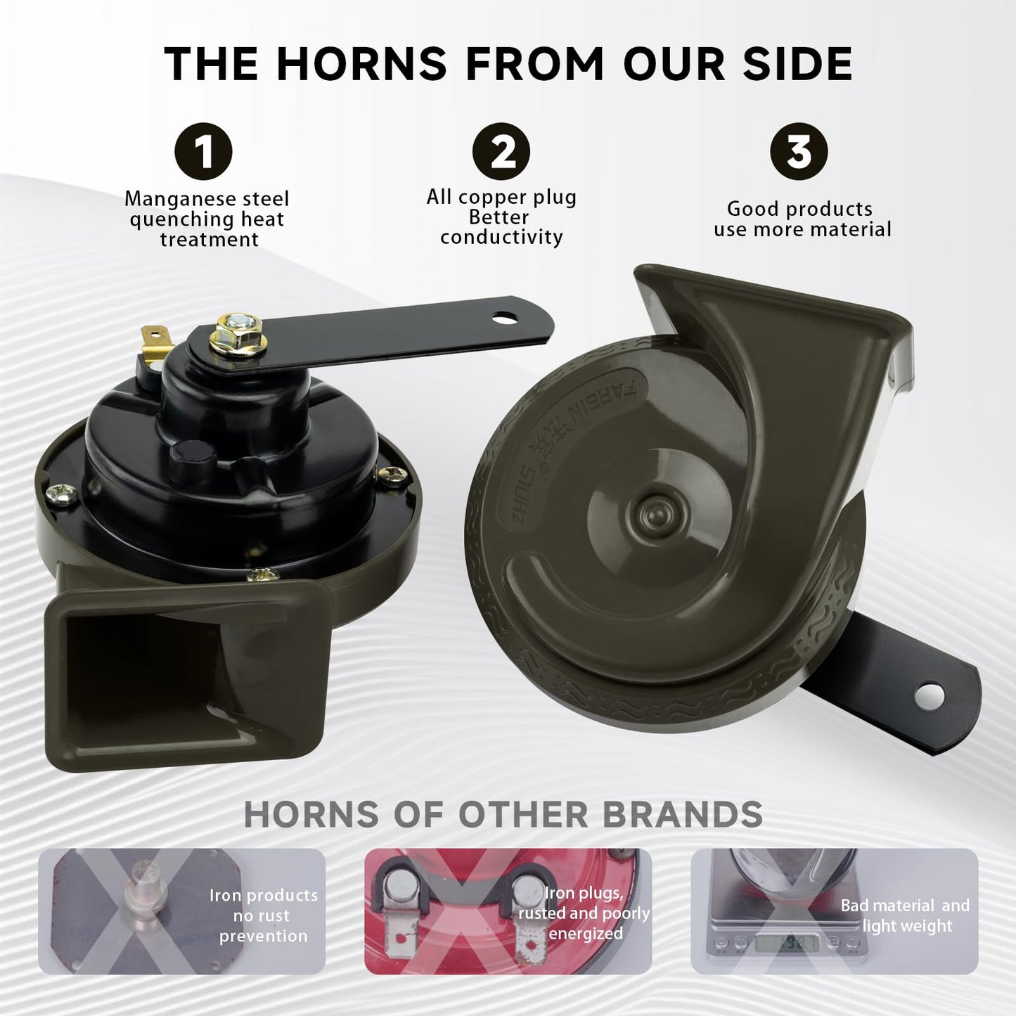 FARBIN Car Horns 12v Loud Dual-Tone Auto Snail Horn Electric Horn Kit with Relay Harness and Switch for Truck Motorcycle (Green horn and wiring button, 12v)