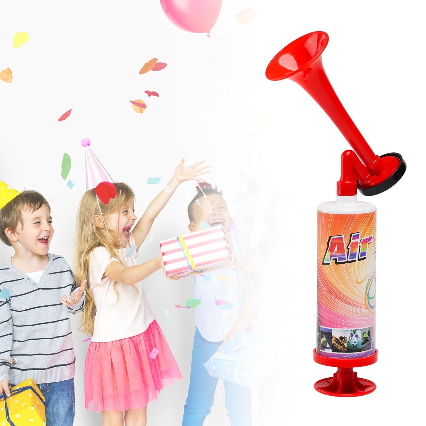 FARBIN Mini Air Horn Hand Pumps Noisemakers Toys Gift, Loud Noise Maker Non-Toxic Party Horns, Hand-held Air Horn for Sporting Events Contest and Parties (mini handheld hor 10pcs)
