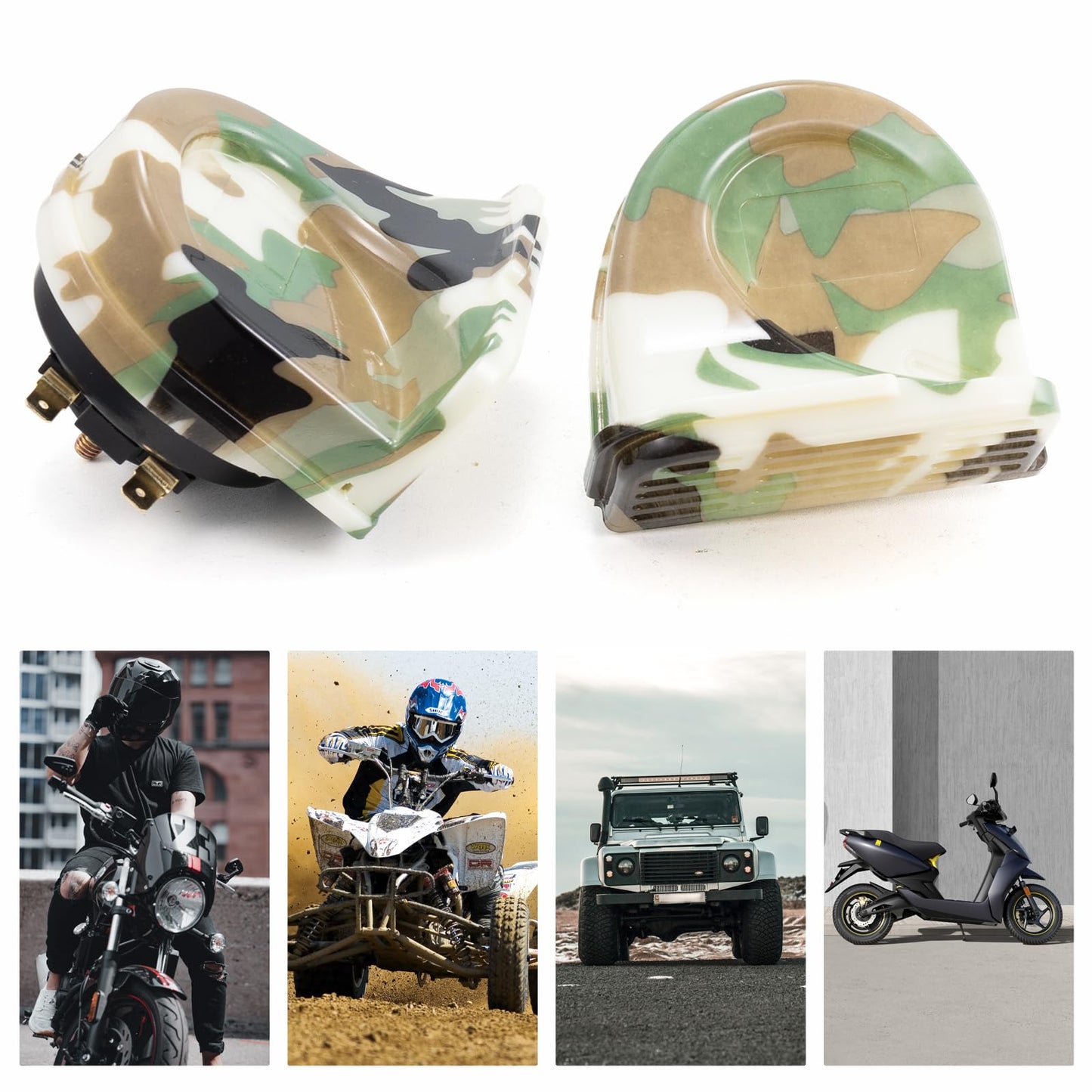 FARBIN Train Horns for Trucks Motorcycle 12V 150DB Train Sound Car Horn Kit Super Loud Snail Horn for Motorbike Truck Boat Pickup (Camouflage pattern,12V)