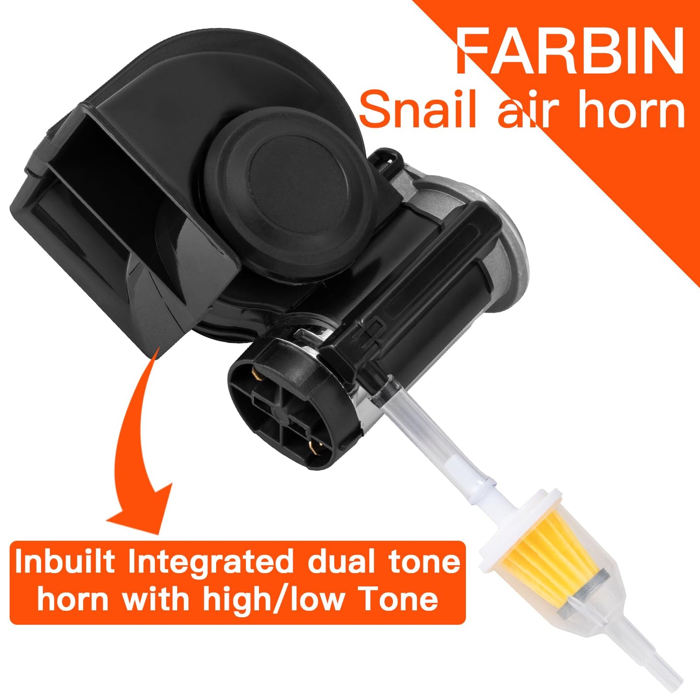 FARBIN Air Horn for Truck 2Pcs, Compact Train Horn, Electric Car Horn 12V 150db Super Loud with Wiring Harness and Button, for Any 12V Vehicles