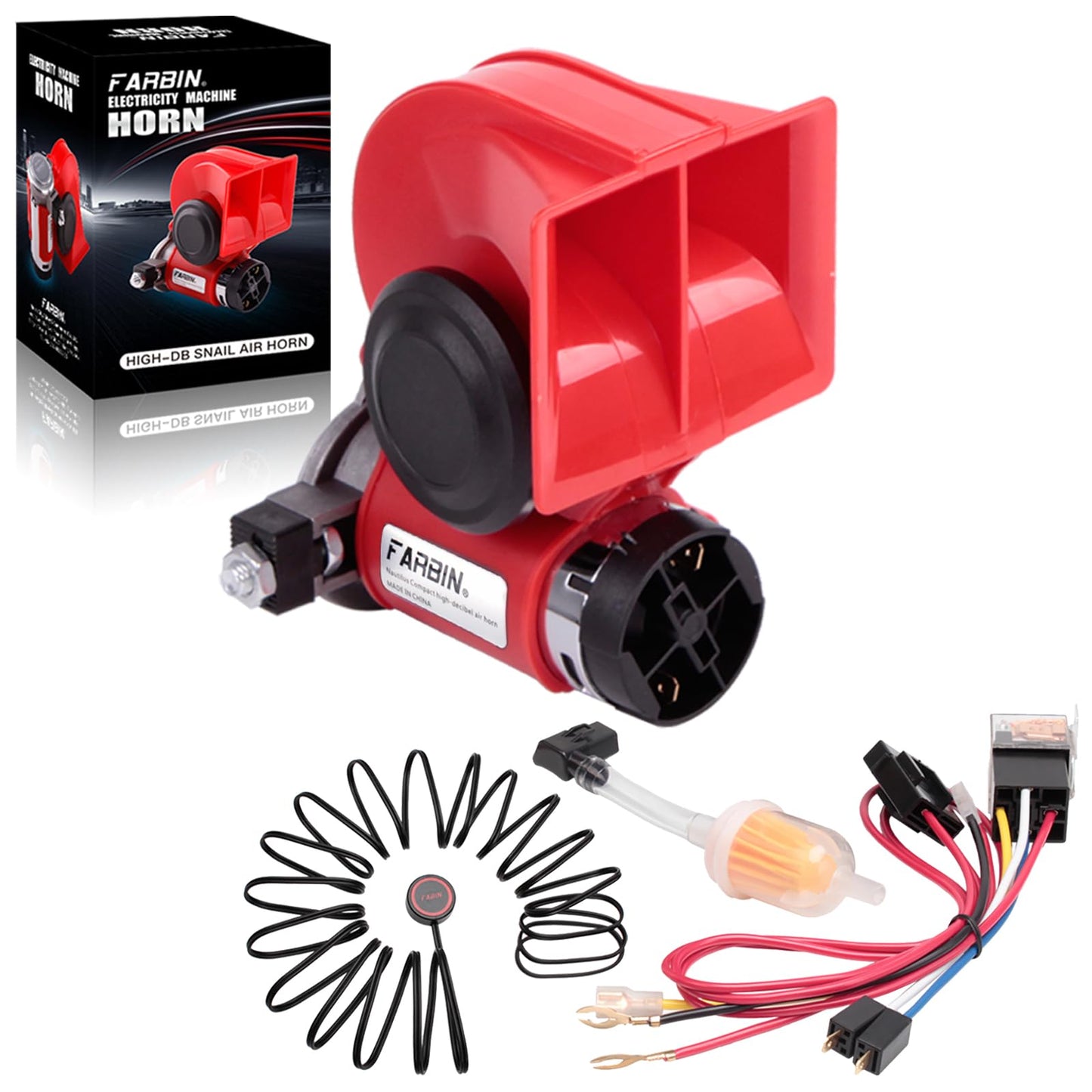 FARBIN Train Horn for Truck 12v 150db Loud Car Horn Snail Air Horn with Relay Harness for Any Vehicles