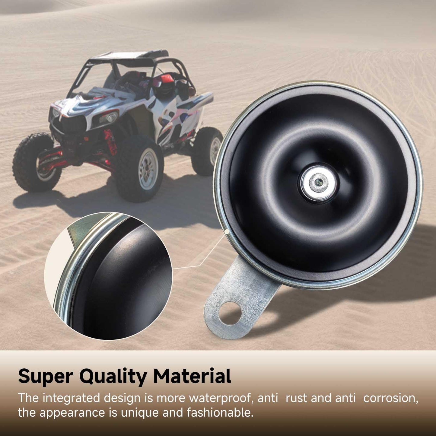 FARBIN 3.1" 12v 110db Motorcycle Electric Horn Waterproof Round Loud Speaker Small Metal Disc Horn for Motorcycle Moped Dirt Bike Scooter