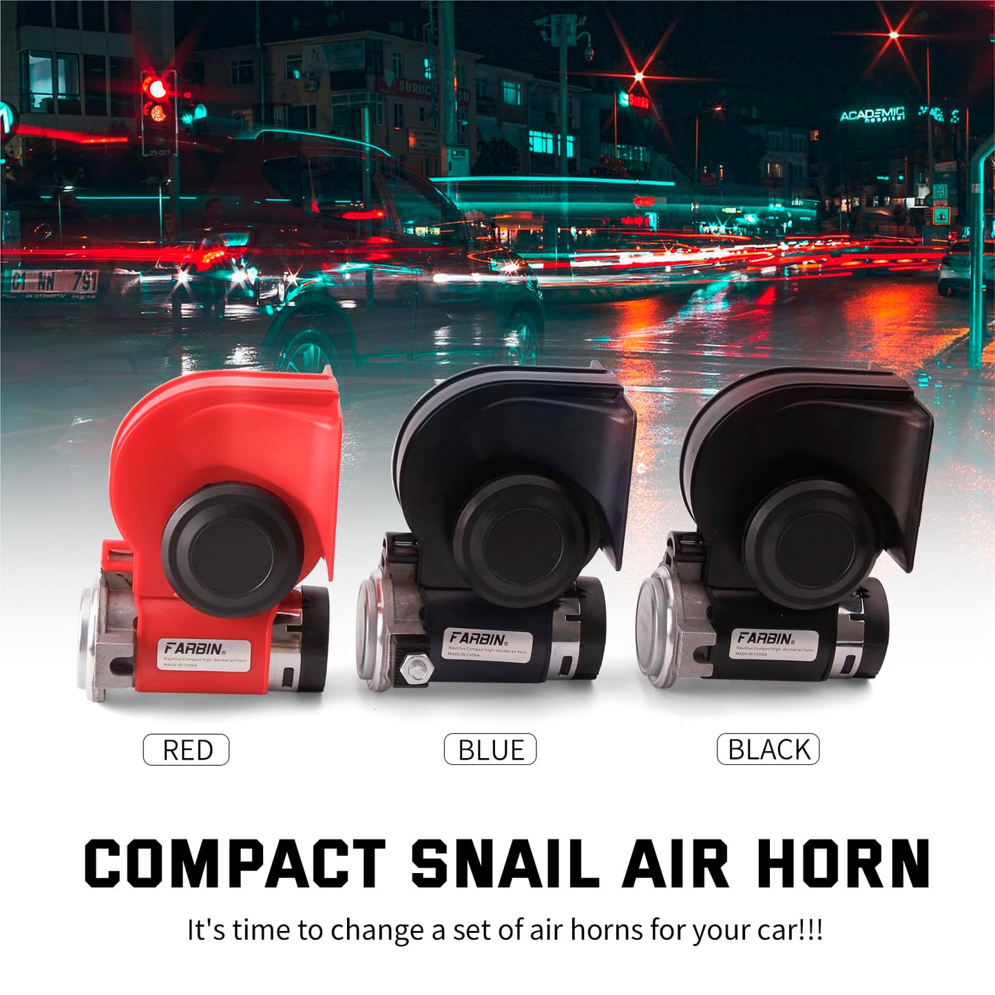 FARBIN Train Horn for Truck 12v 150db Loud Car Horn Snail Air Horn with Air Pump for truck car boat van lorry SUV RV motorcycle off road