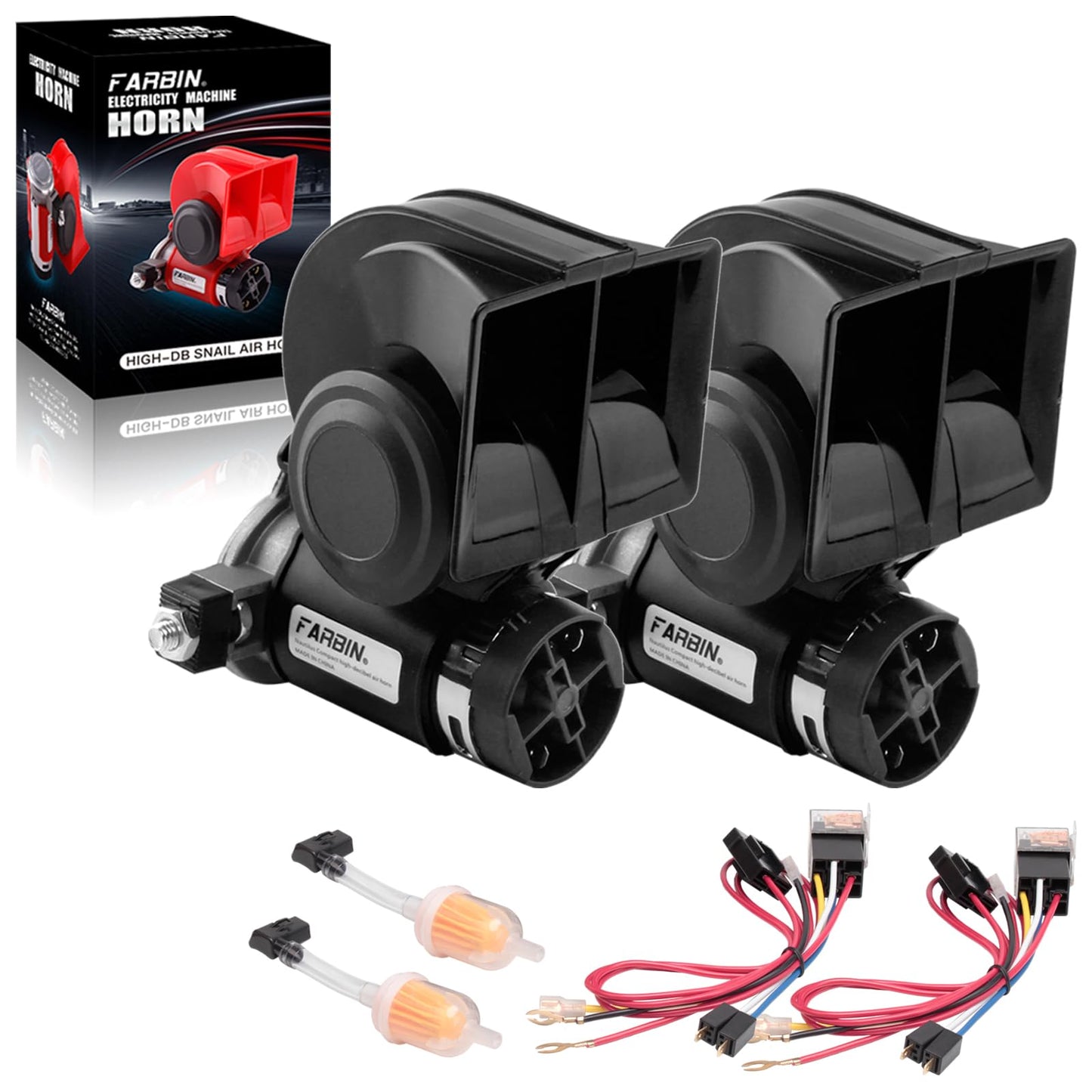 FARBIN Train Horn for Truck 12v 150db Loud Car Horn Snail Air Horn with Relay Harness for Any Vehicles