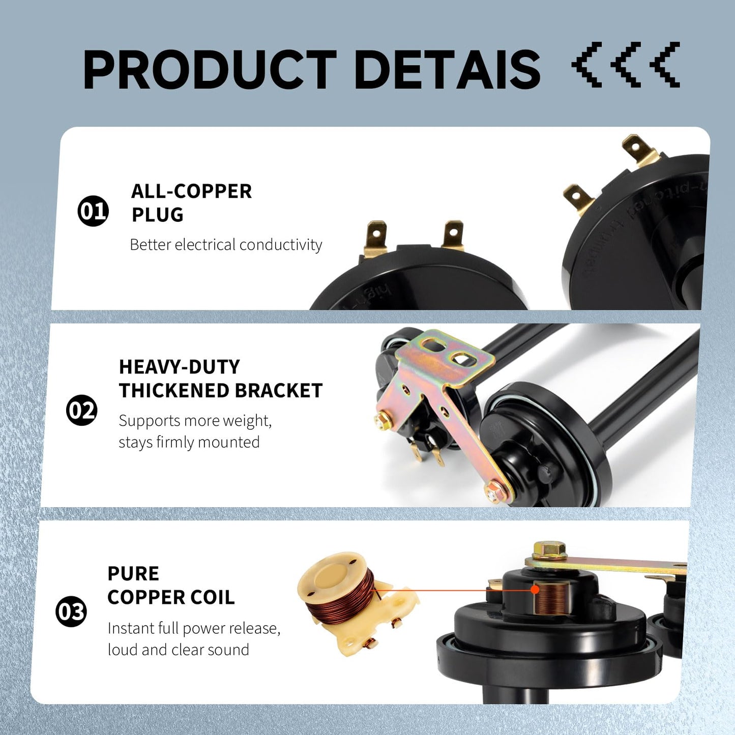 FARBIN Train Horns 12V Electric Truck Horn Loud Dual Car Horns with Bracket for Semi Truck Pickup SUV Boat (Black)