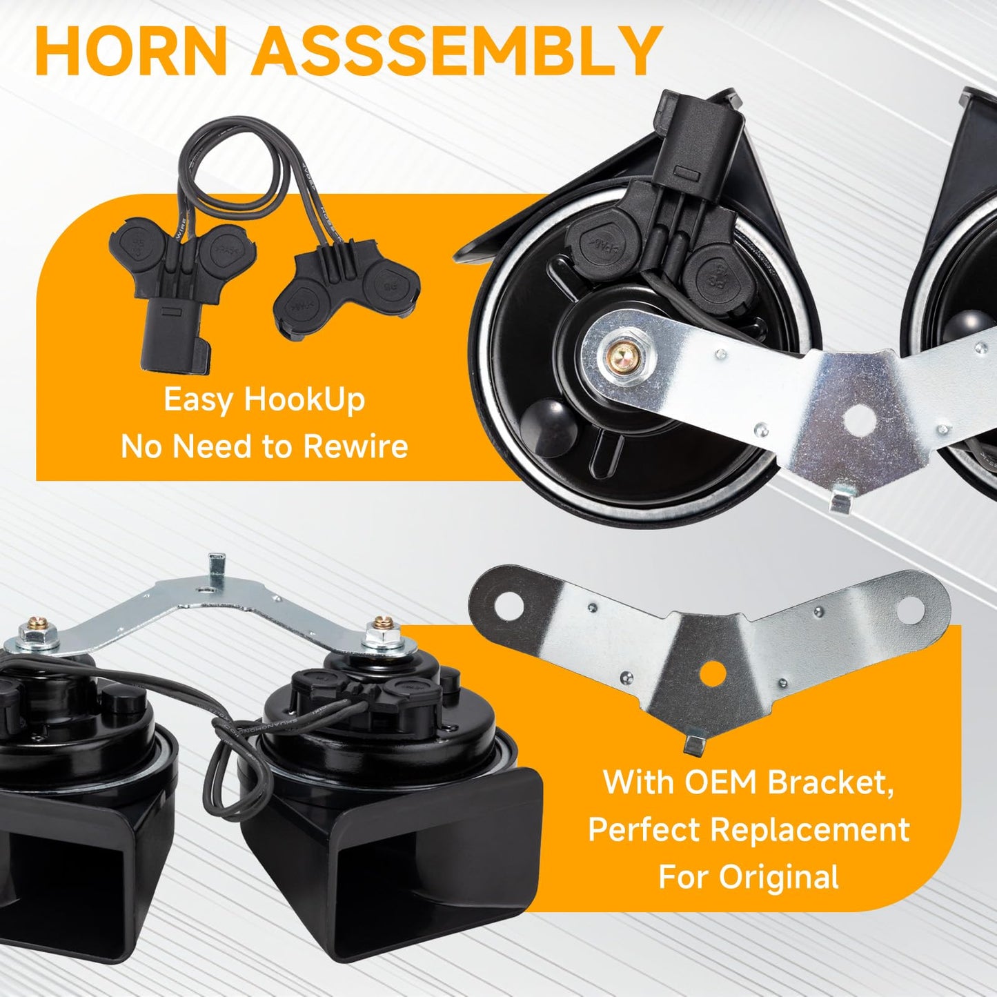 FARBIN Car Horn Fit for 2015-2023 Ford Mustang, Ford Focus Electric Horn Assembly FR3Z-13832-G (for Ford Mustang 2015-2023)