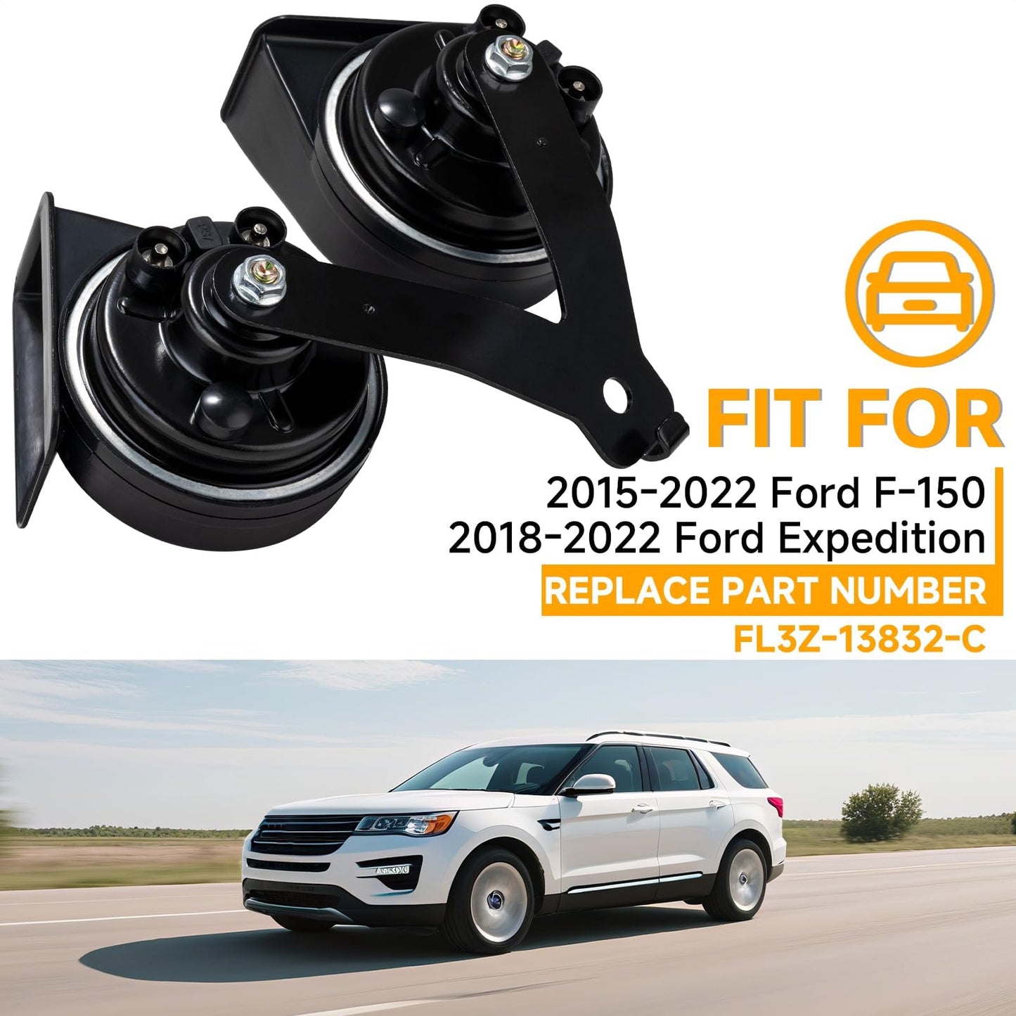 FARBIN Car Horn for 2015-2022 Ford F150, 2018-2022 Ford Expedition with Bracket FL3Z-13832-C FL3Z-13832-B FL3Z-13832-A (for Ford F150 2015-2022 A)