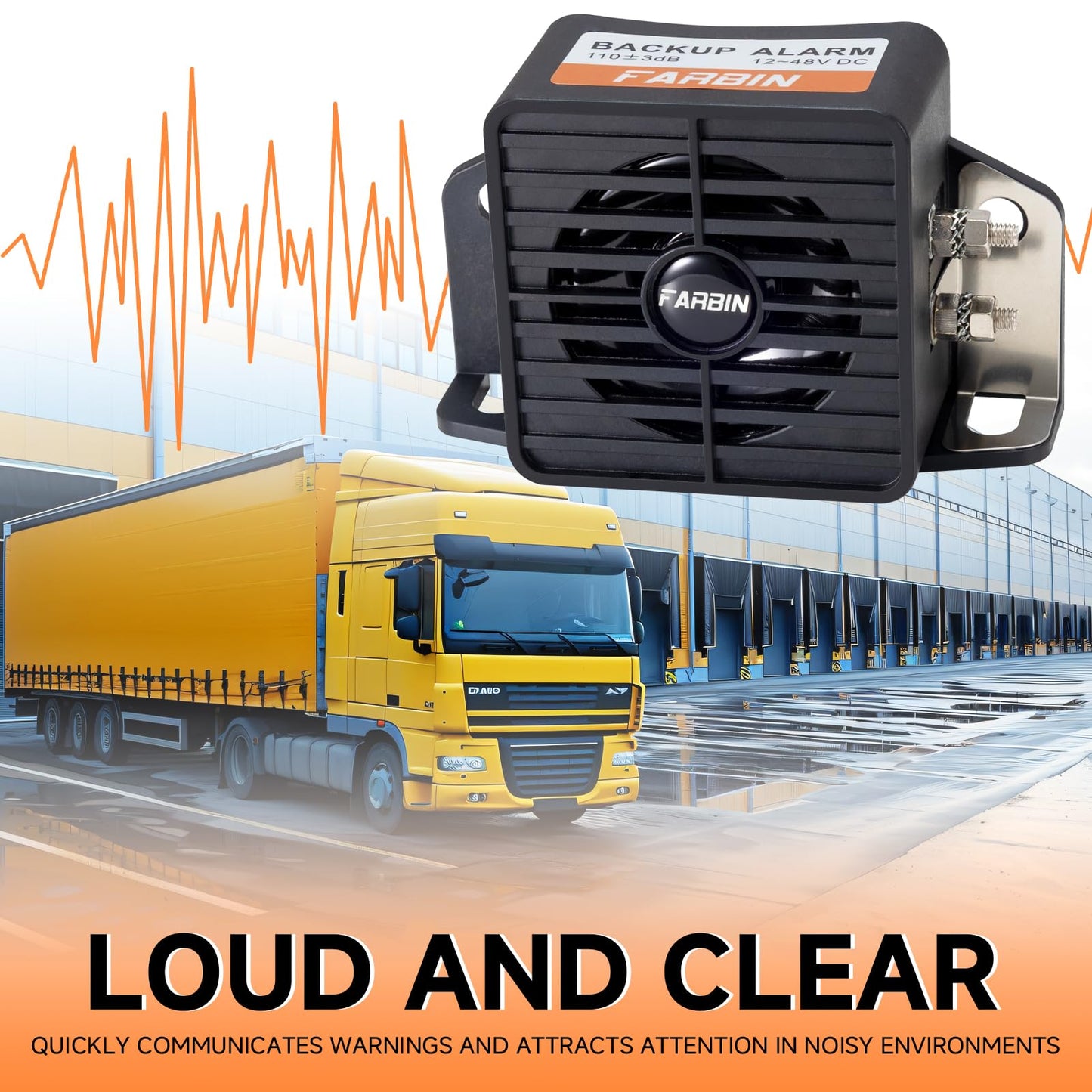 FARBIN Truck Back up Alarm 105dB 12V-48V Car Reverse Alarm Horn with BIBI Buzzer Warning, Waterproof Industrial Heavy-Duty Backup Warning Back Up Beeper
