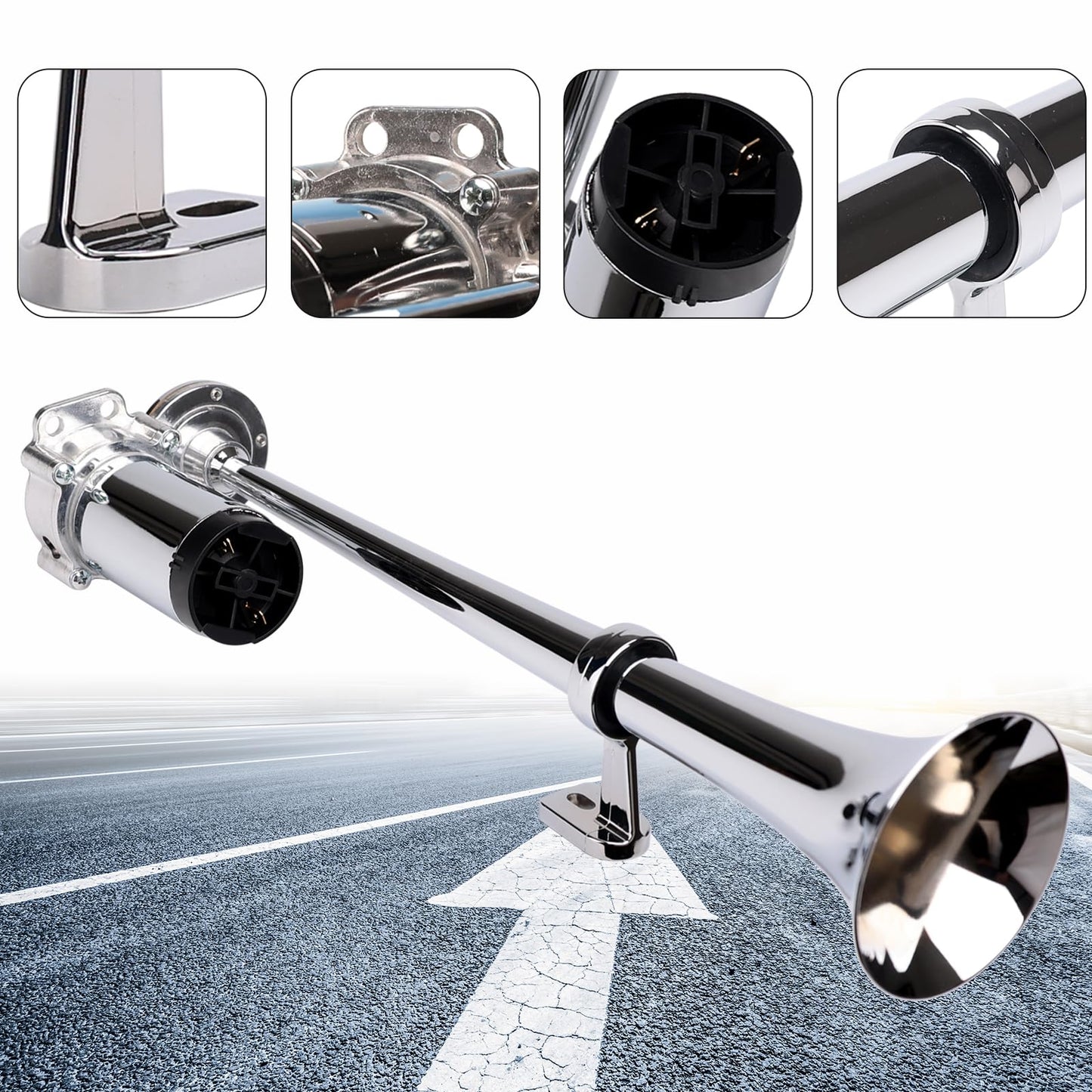 FARBIN Loud Air Horn 12V, Train Horn for Truck with Air Compressors 150dB, for Any 12V Car Motorcycle Pickups SUV Lorrys Trucks Boats (Black)