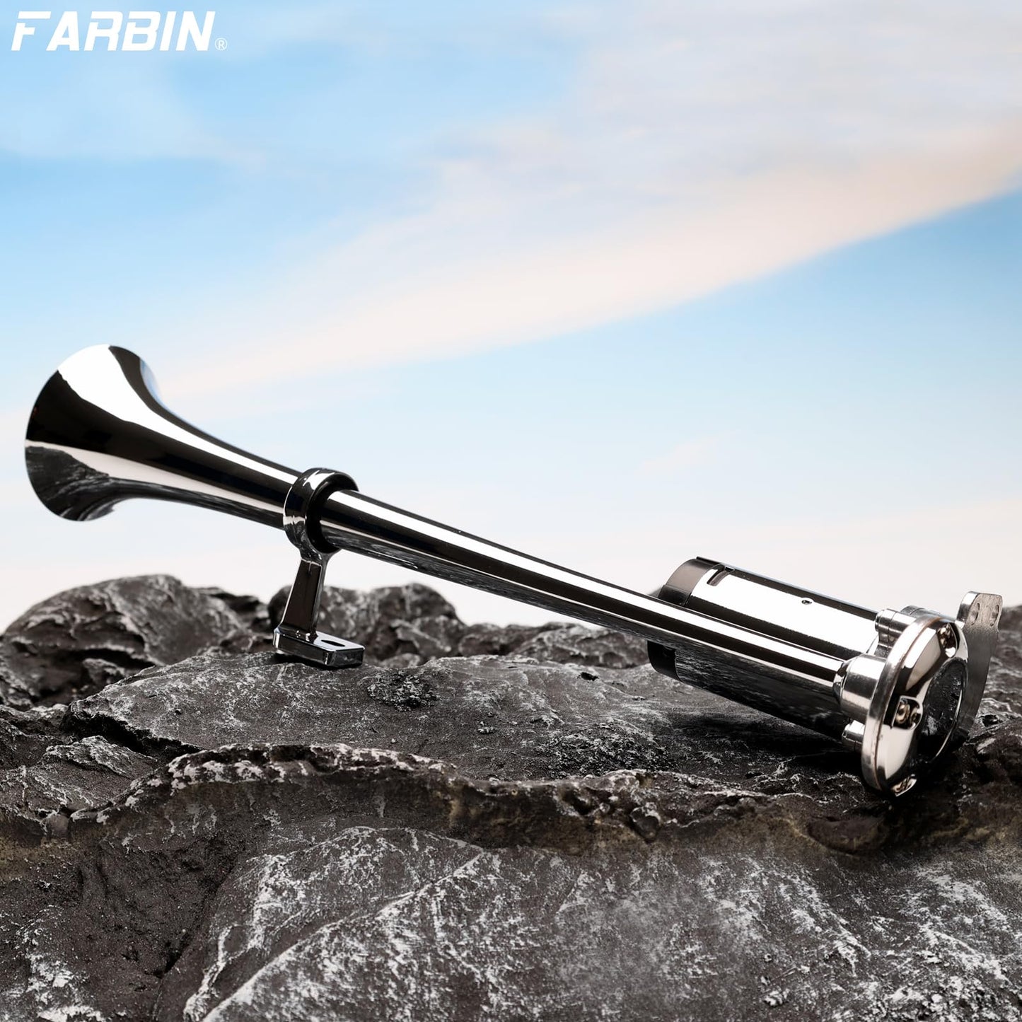 FARBIN Loud Air Horn 12V, Train Horn for Truck with Air Compressors 150dB, for Any 12V Car Motorcycle Pickups SUV Lorrys Trucks Boats (Black)