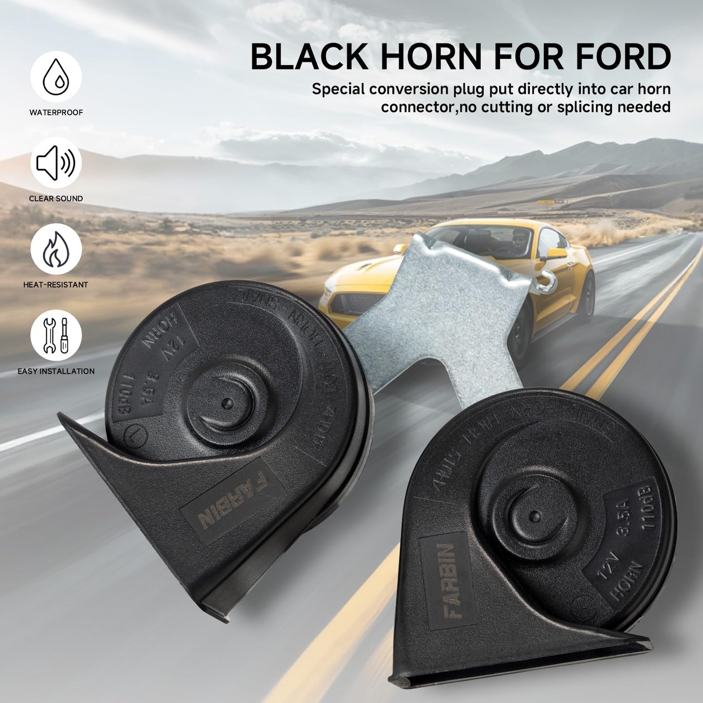 FARBIN Horn Replacement for 2007-2014 Ford Edge, 2007-2015 Lincoln MKX BT4Z-13832-B (for Ford Edge 2007-2014)