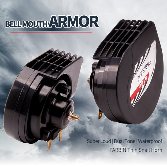 FARBIN Compact Horn 12V High-Tone/Low Tone Waterproof Car Horns Loud Air Electric Horn For Any 12V Vehicles Truck Accessory