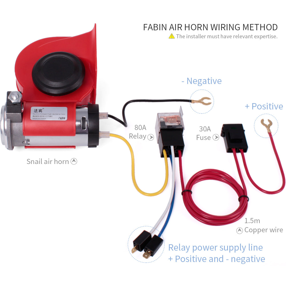 FARBIN Mini Air Horn 12V 150db Super Loud, Compact Car horn with Compressor  and Wiring Harness for Any 12V Vehicles