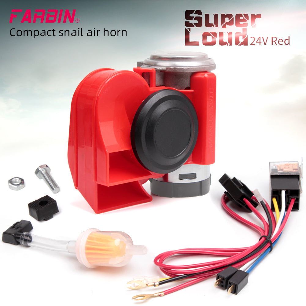 FARBIN Compact Air Horn with Compressor ,Snail Electric Car Horn 12V 150db Super Loud with Wiring Harness ,for Any 12V Vehicles