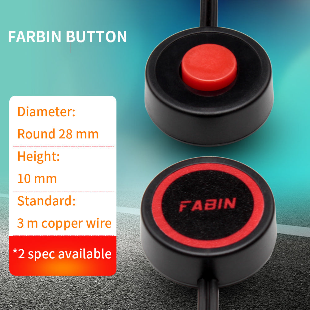 FARBIN Horn Push Button，Momentary Switch with 3 Meters Wire，Round Red Cap On Off Switch，SPST Tactile On Off， DIY Electronics Accessories