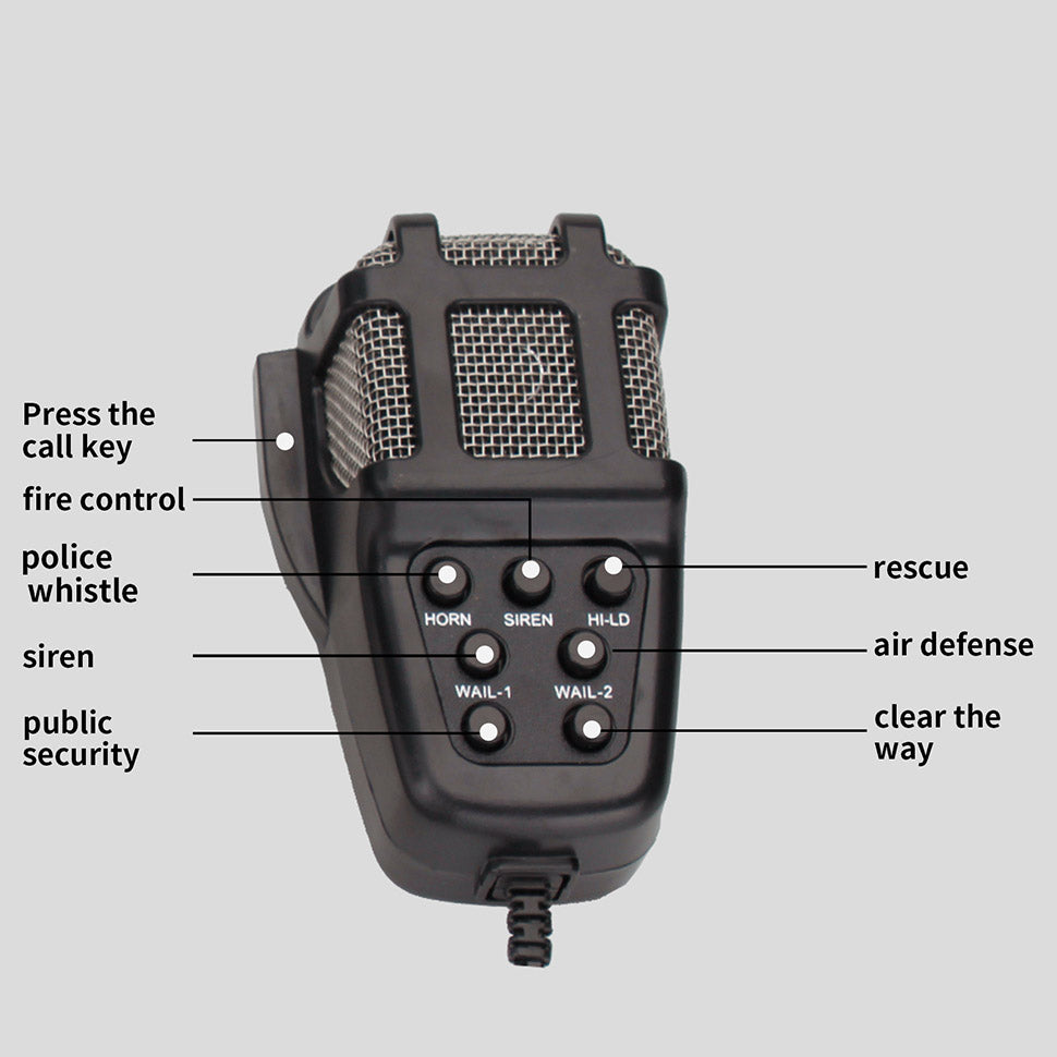 FARBIN Loud Siren Horn 7 Tone Police Vehicle Loudspeaker 12V 100W With Handheld Microphone Emergency Multipurpose Amplifier Horn