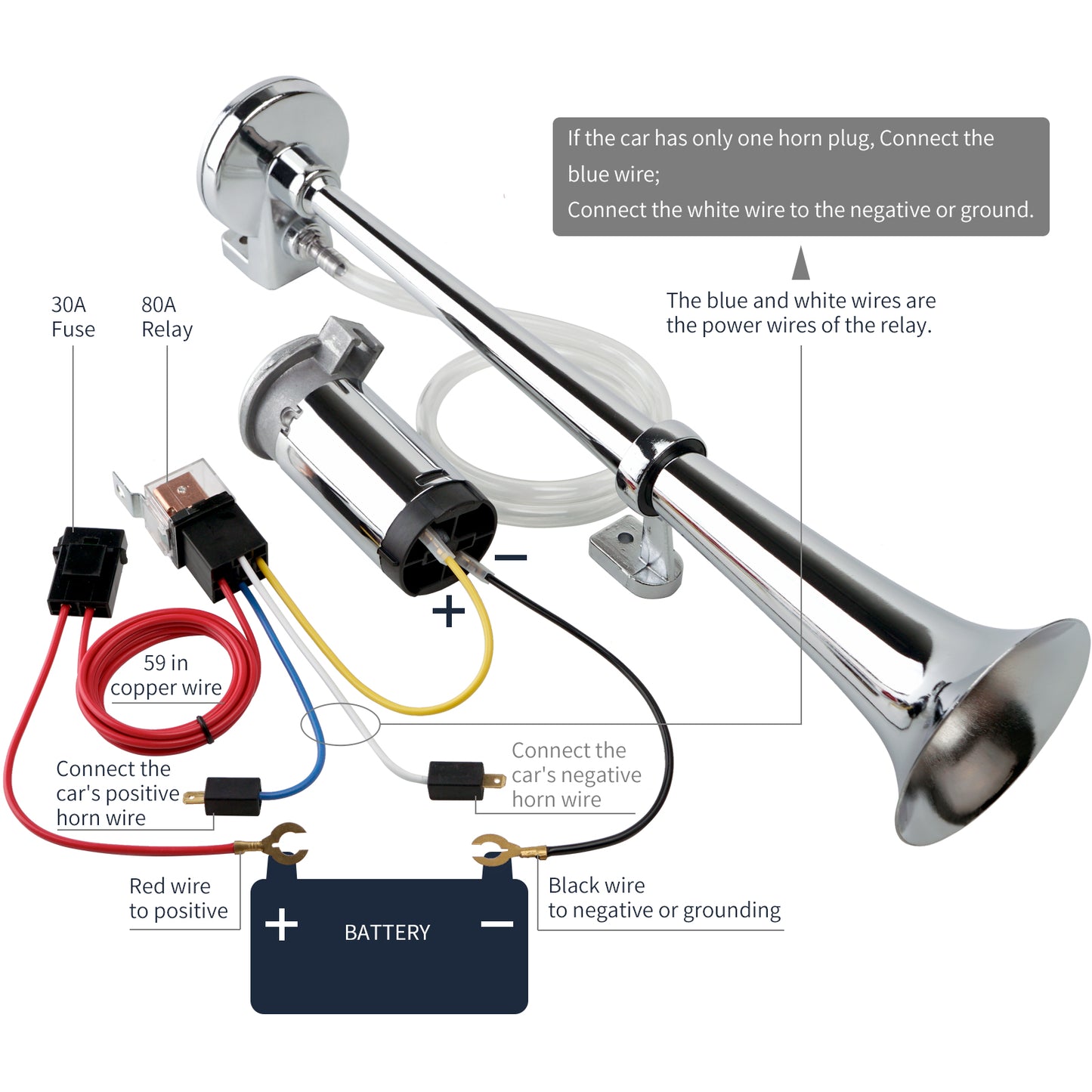 FARBIN Car Horn 12V and 24V 150db Super Loud Air Horn,Chrome Zinc Dual Trumpet Air Horns,Truck Horn with Compressor and Wire Harness