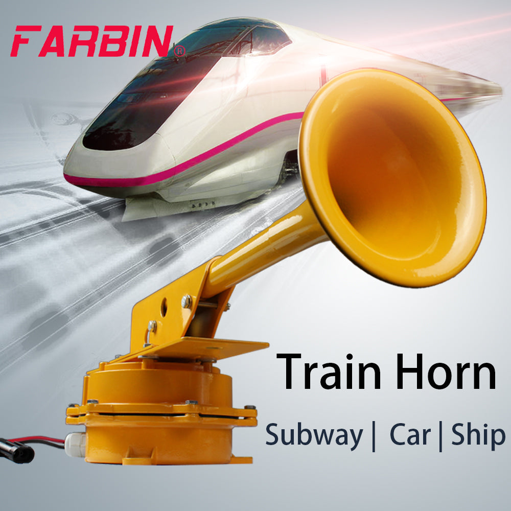 FARBIN 12V /24V 1280DB Super Loud Aviation Aluminum Train Track Horn Car Trumpet For Truck Boat Train Vehicle Lorry Accessory