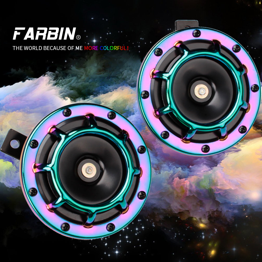 FARBIN Car Horn 12v Loud Motorcycle Horns High/Low Supertone Truck Horn Kit Electric Train Horn for Car