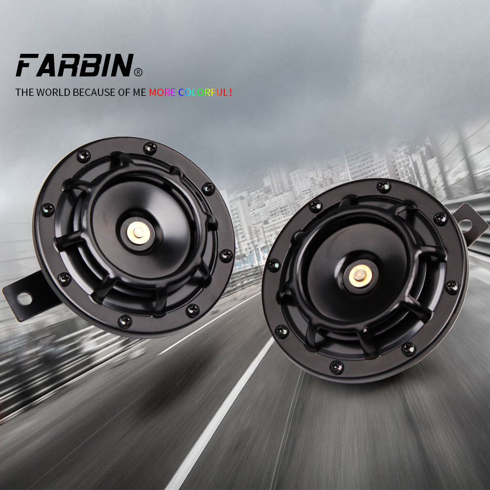 FARBIN Car Horn 12v Loud Motorcycle Horns High/Low Supertone Truck Horn Kit Electric Train Horn for Car