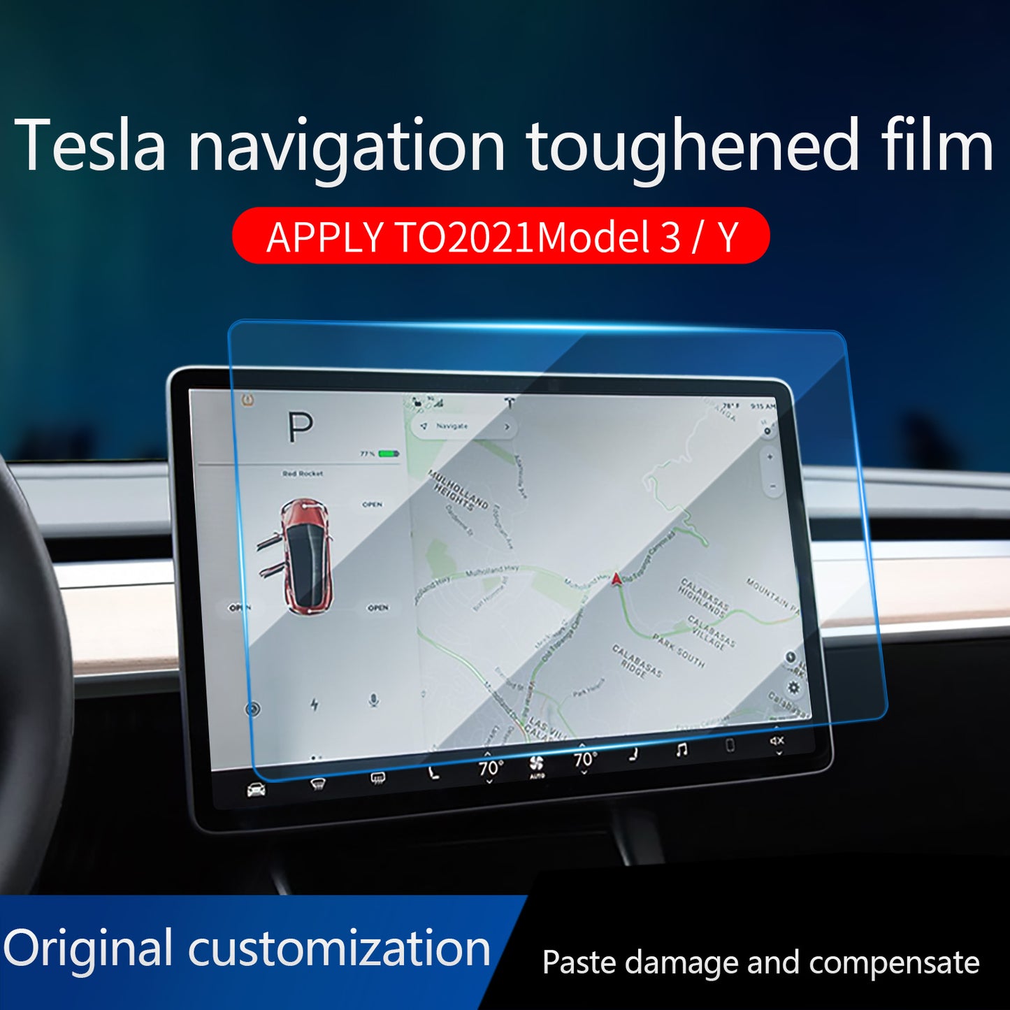 FARBIN Touch Screen Tempered Glass Screen Protective Film LCD Display Protection For Tesla Model 3/Y Anti-Scratch Accessory