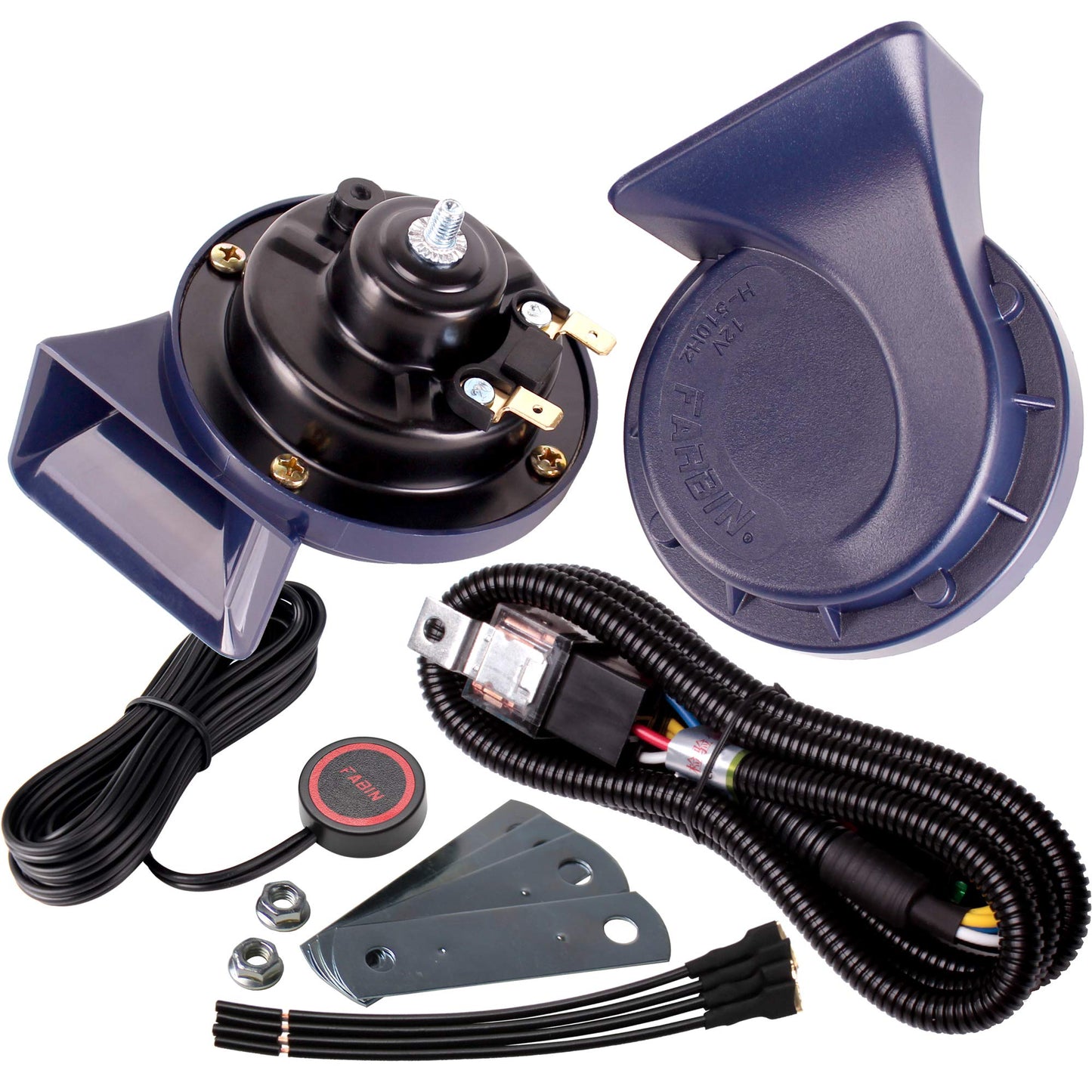 FARBIN Waterproof Auto Horn 12V Car Horn Loud Dual-Tone Electric Snail Horn Kit Universal for Any 12V Vehicles