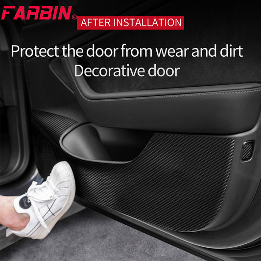 FARBIN Invisible Car Door Sill Anti Kick Pad Protection Side Edge Film Protector Imitation Leather Stickers For Tesla Model 3
