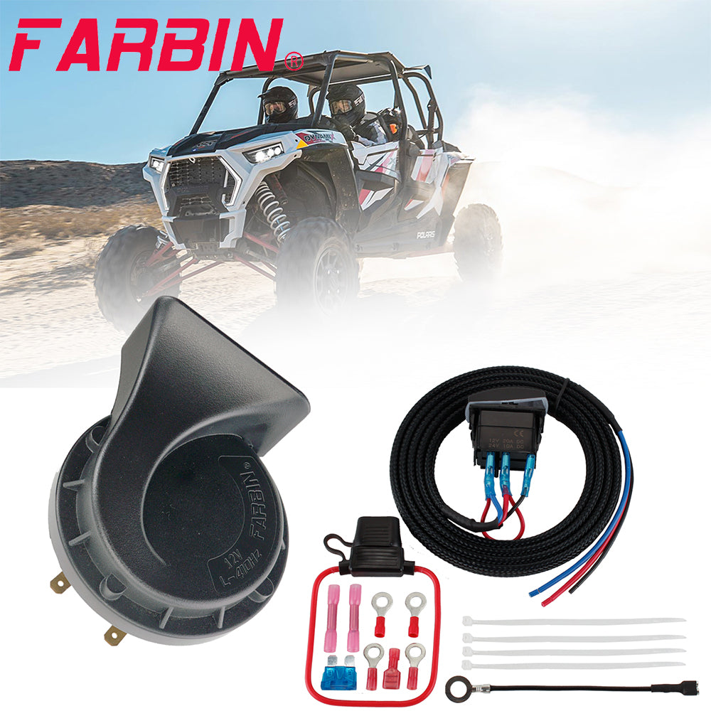 FARBIN 12V Car Horn Super Loud Dual Tone Waterproof Electric Snail Horn Kit Alarm Signal Car Accessory For Truck Ship Tool