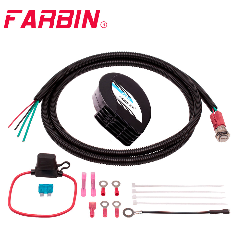 FARBIN Compact Horn 12V High-Tone/Low Tone Waterproof Car Horns Loud Air Electric Horn For Any 12V Vehicles Truck Accessory