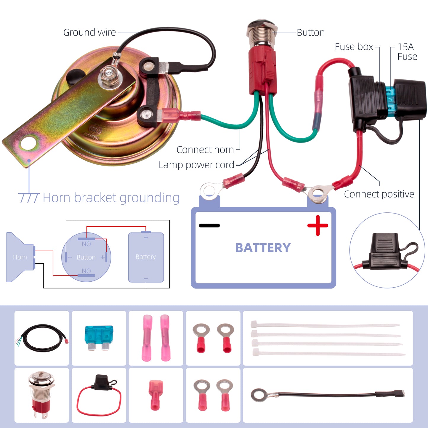 FARBIN Super Loud Disc Electric Horn 12V 105db Mini Metal Waterproof Alarm Air Horn Kit For Bikes Motorcycle Car Accessory