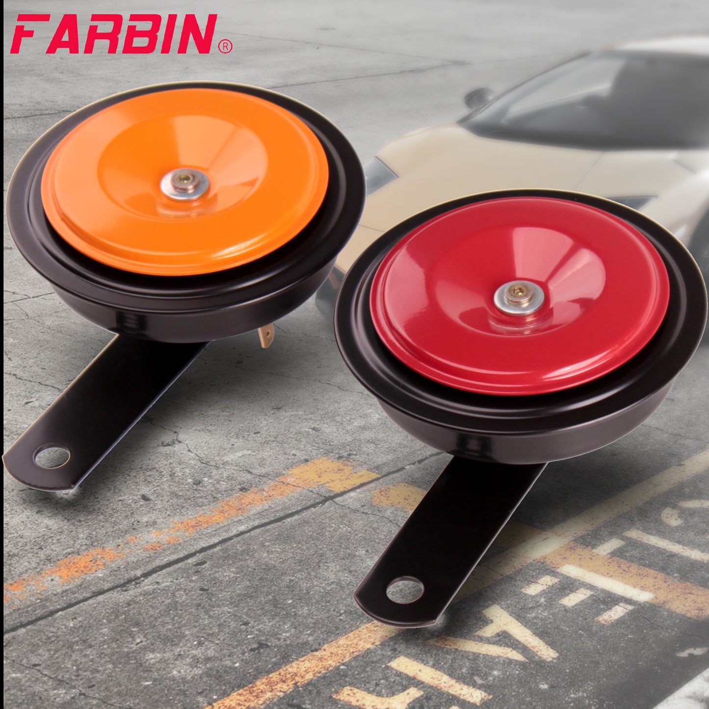 FARBIN 2Pcs Electric Horn 12v 118db Super Loud Dual Tone Alarm Signal Metal Waterproof Disc Air Horn For Bike Car Accessory