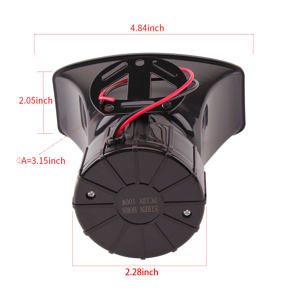 FARBIN Wireless Electronic Loud Siren Horn 7 Tone Police Vehicle Warning Alarm 12V 100W Emergency Multipurpose Amplifier Horn