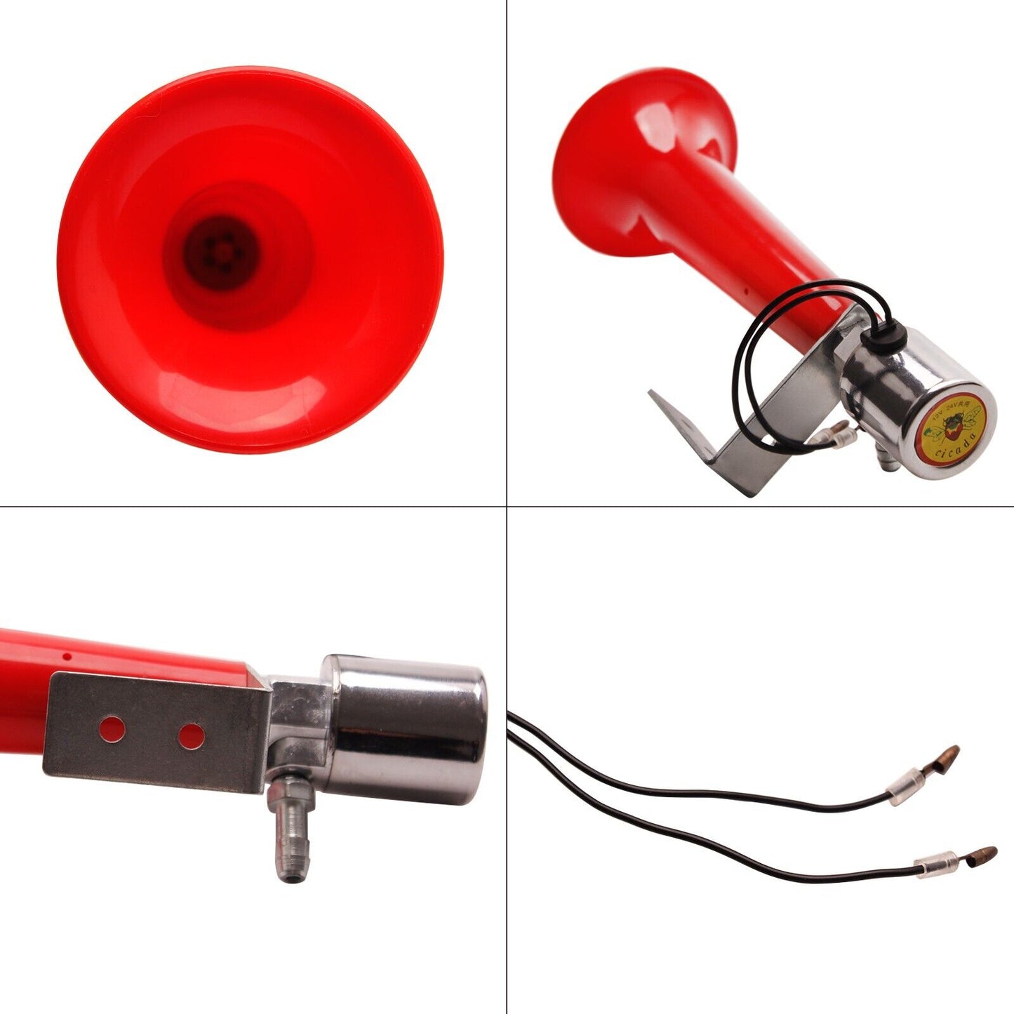 Air Horn 180DB Superloud Air Pressure Whistle Horn Red for DC12V/24V Boat Yacht